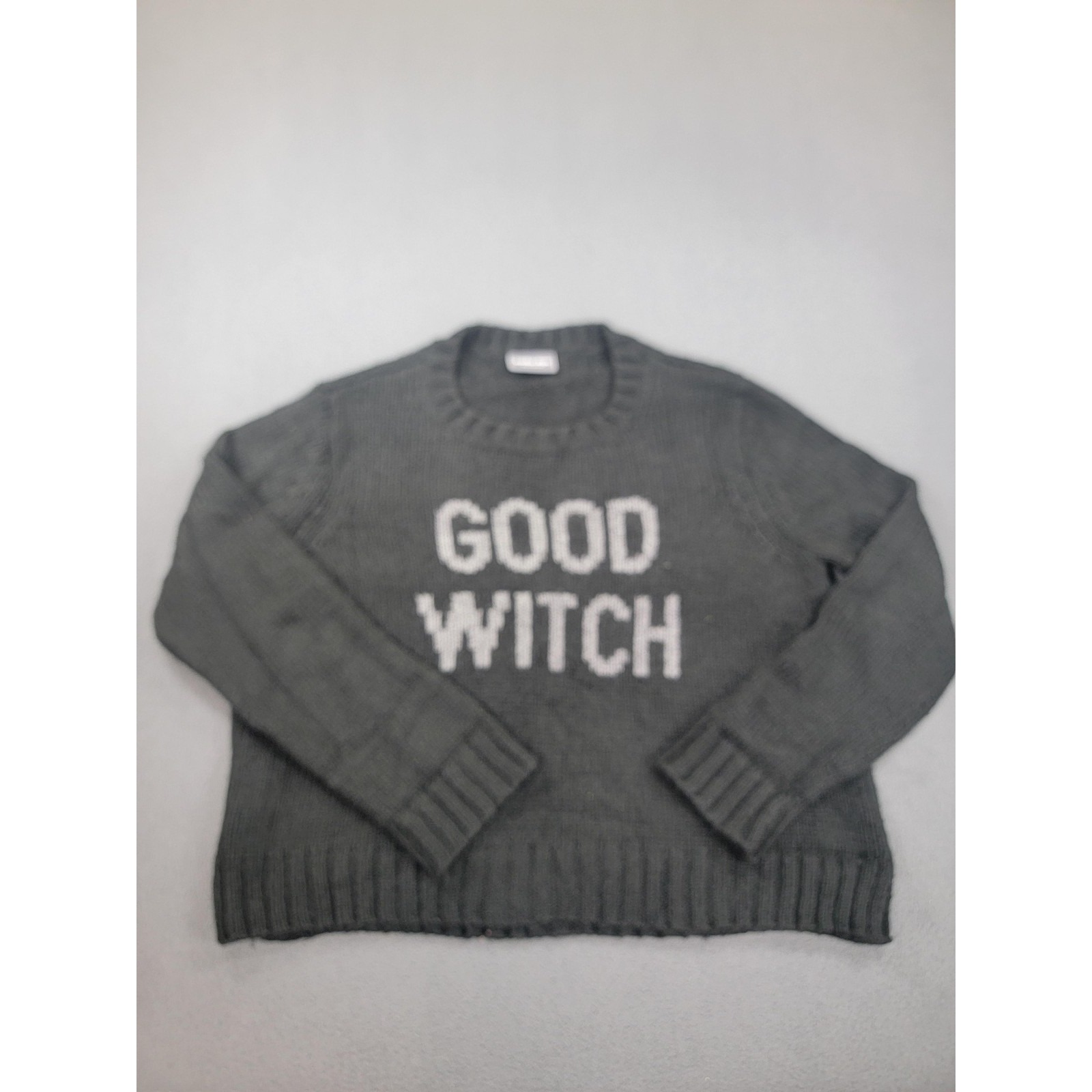 Wooden Ships Sweater Womens S/M Black Good Witch Halloween Graphic Knit Pullover